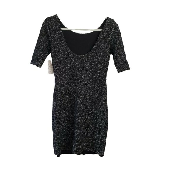 Free People Dress Womens Small Black Lady Pucker Bodycon Mini Scoop Back NWT - Picture 6 of 13
